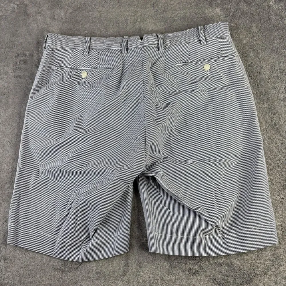 Polo Ralph Lauren Shorts Mens 33 Blue‎ White Seersucker Stripe Cotton Chino Golf